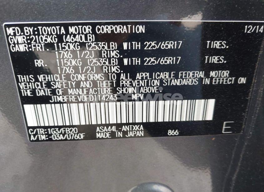 Photo 9 of 2015 Toyota Rav4 LE (VIN JTMBFREV0FD114243)