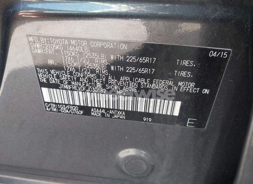 Photo 9 of 2015 Toyota Rav4 LE (VIN JTMBFREV0FJ030182)