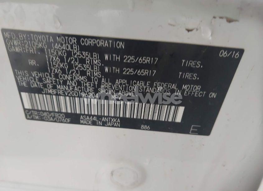 Photo 9 of 2016 Toyota Rav4 LE (VIN JTMBFREV2GD196204)