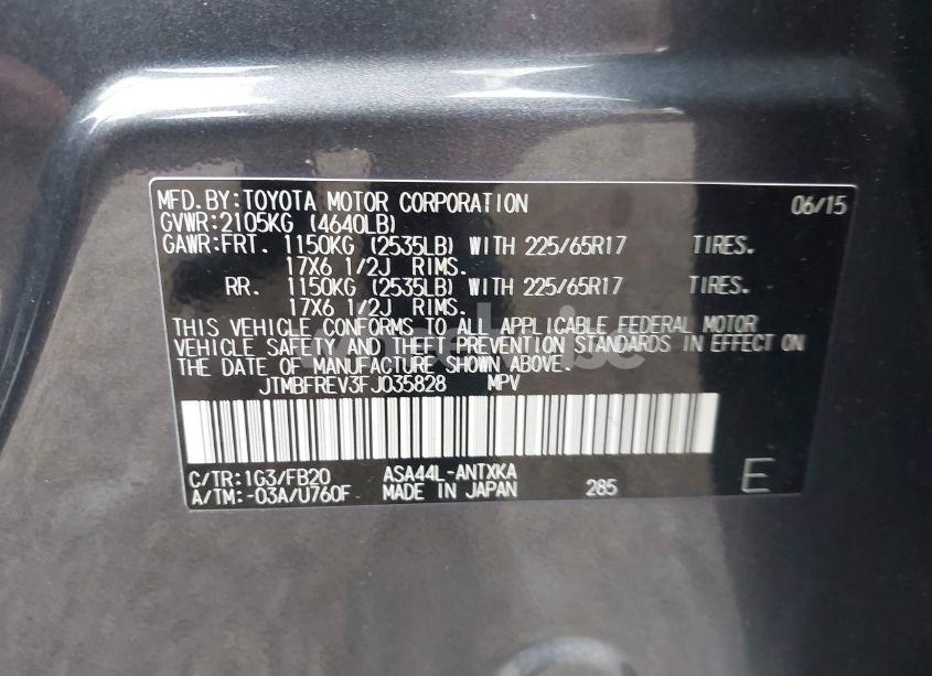 Photo 9 of 2015 Toyota Rav4 LE (VIN JTMBFREV3FJ035828)