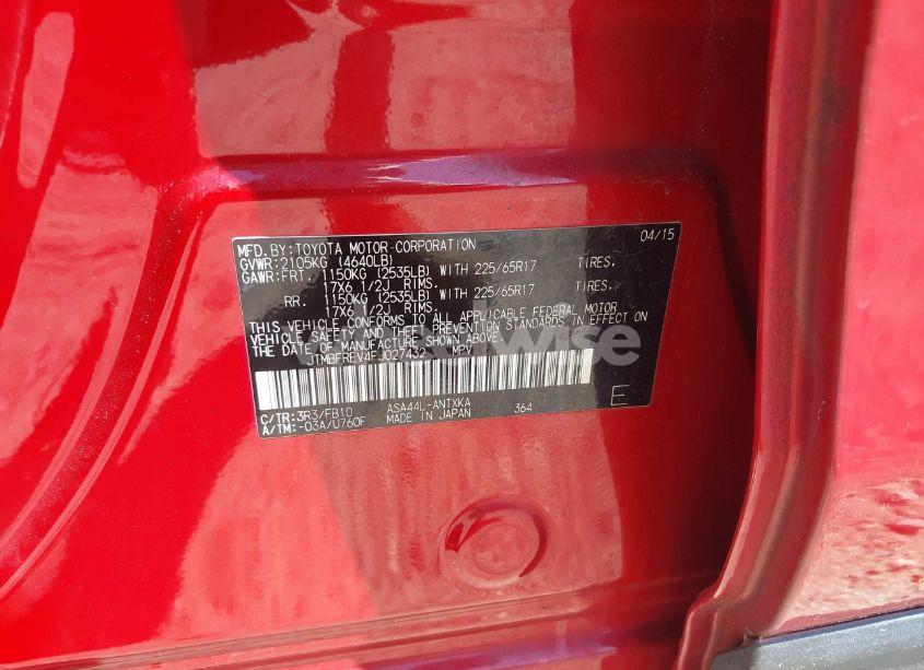 Photo 9 of 2015 Toyota Rav4 LE (VIN JTMBFREV4FJ027432)