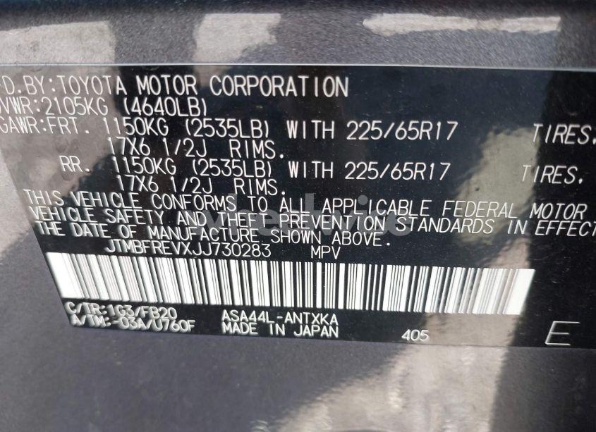 Photo 9 of 2018 Toyota Rav4 LE (VIN JTMBFREVXJJ730283)