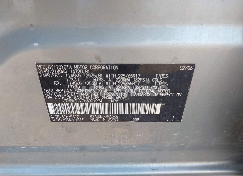 Photo 9 of 2006 Toyota Rav4 LIMITED V6 (VIN JTMBK31V766001974)