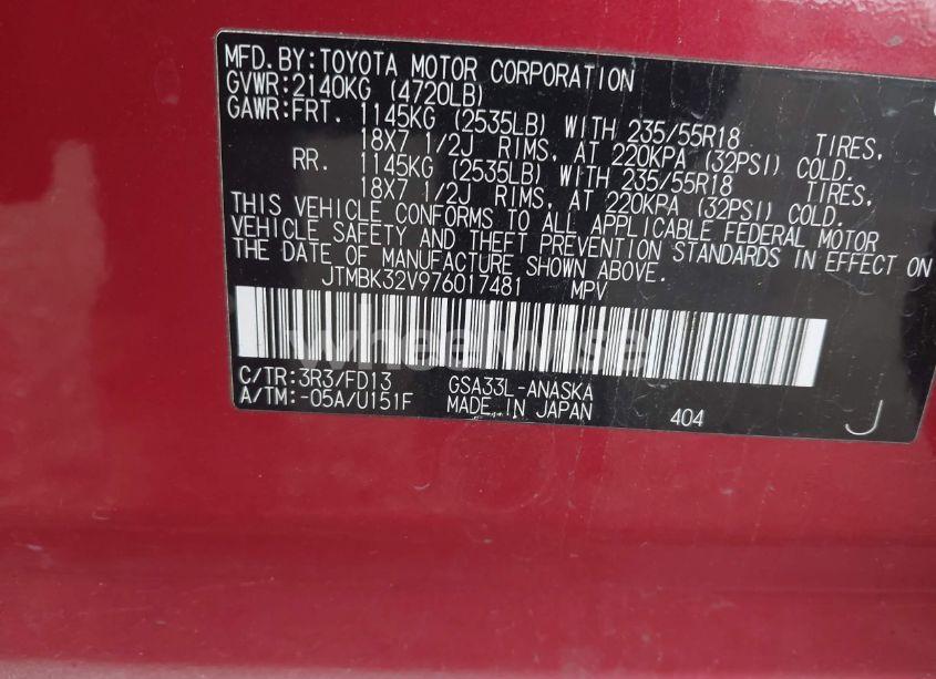 Photo 9 of 2007 Toyota Rav4 SPORT V6 (VIN JTMBK32V976017481)