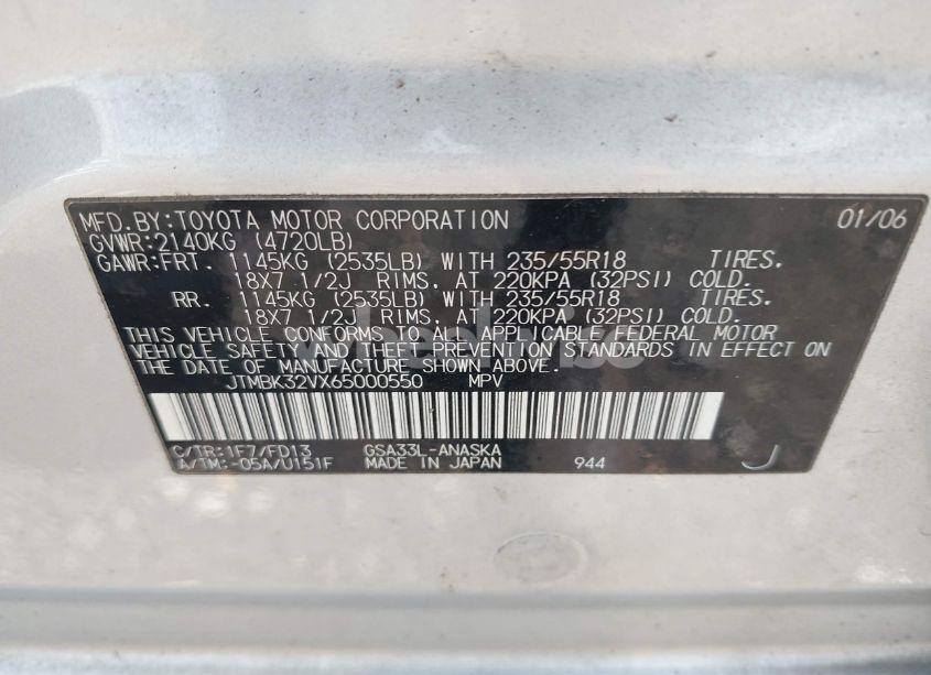 Photo 9 of 2006 Toyota Rav4 SPORT V6 (VIN JTMBK32VX65000550)