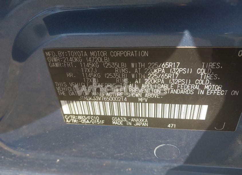 Photo 9 of 2006 Toyota Rav4 BASE V6 (VIN JTMBK33V765000214)