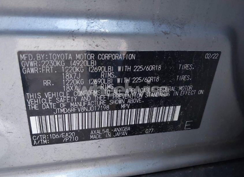 Photo 9 of 2022 Toyota Rav4 HYBRID LIMITED (VIN JTMD6RFV8NJ017198)