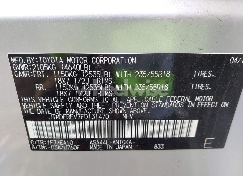 Photo 9 of 2015 Toyota Rav4 LIMITED (VIN JTMDFREV7FD131470)