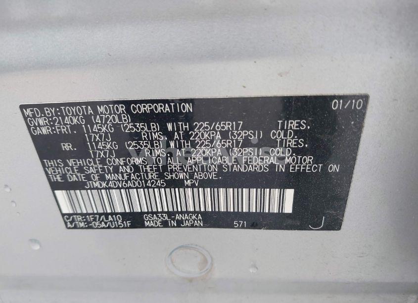 Photo 9 of 2010 Toyota Rav4 LIMITED V6 (VIN JTMDK4DV6AD014245)