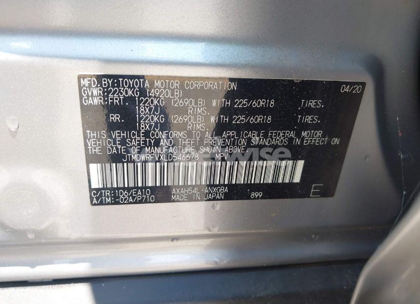 Photo 9 of 2020 Toyota Rav4 HYBRID LIMITED (VIN JTMDWRFVXLD546678)