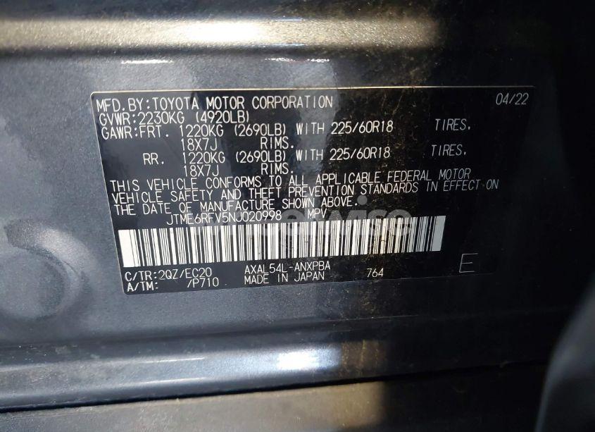 Photo 9 of 2022 Toyota Rav4 HYBRID XSE (VIN JTME6RFV5NJ020998)