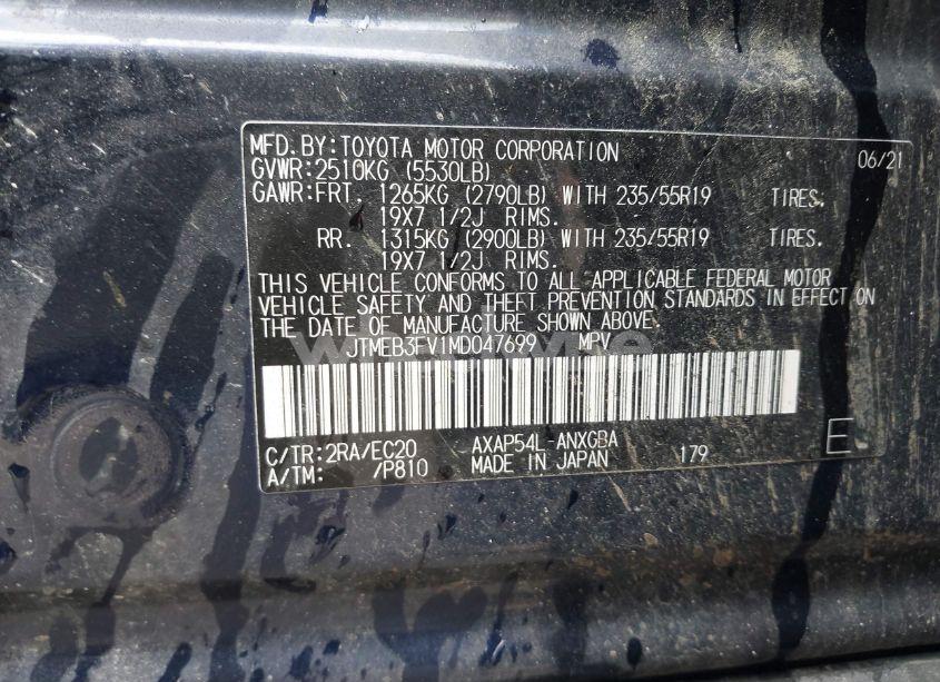 Photo 9 of 2021 Toyota Rav4 PRIME XSE (VIN JTMEB3FV1MD047699)