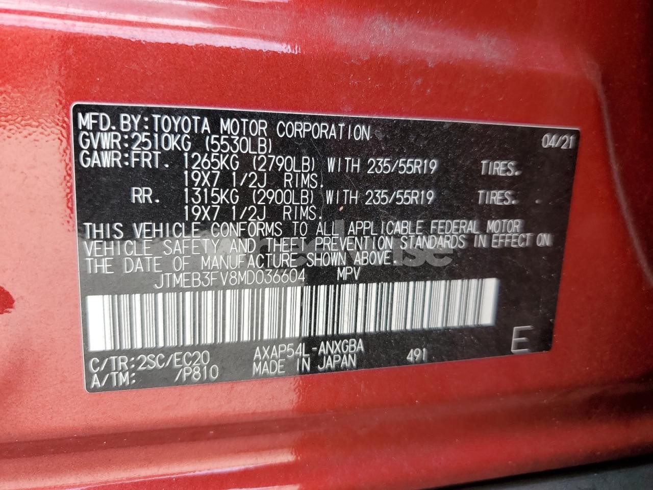 Photo 13 of 2021 TOYOTA RAV4 PRIME XSE (VIN JTMEB3FV8MD036604)