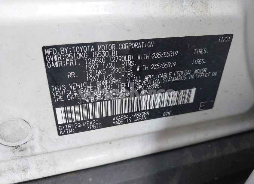 Photo 9 of 2021 Toyota Rav4 PRIME XSE (VIN JTMFB3FV2MD072504)