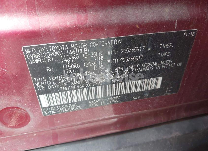 Photo 9 of 2019 Toyota Rav4 LE (VIN JTMH1RFV6KD007795)