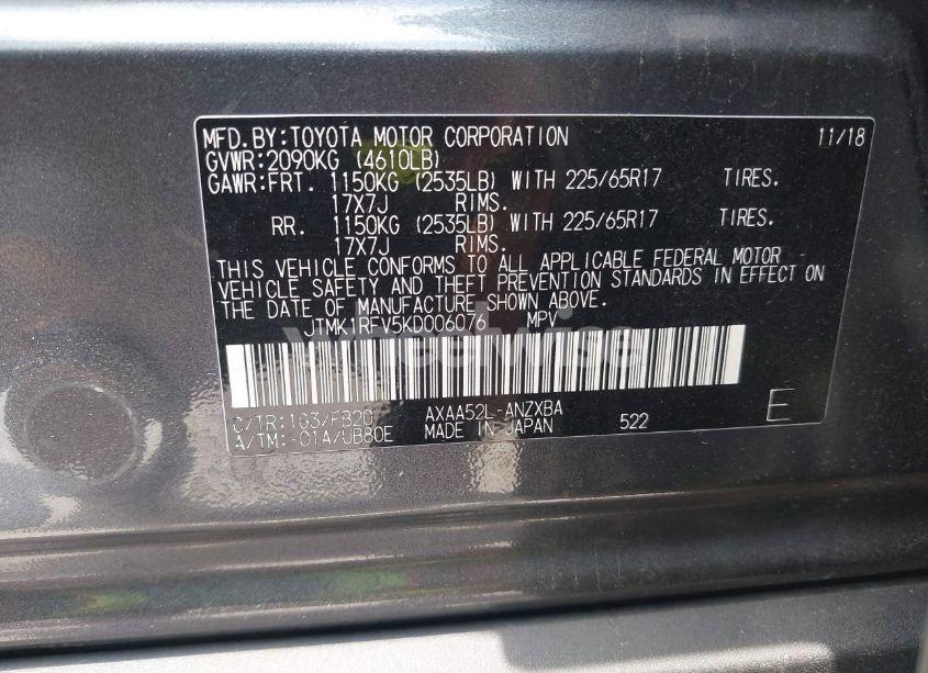 Photo 9 of 2019 Toyota Rav4 LE (VIN JTMK1RFV5KD006076)