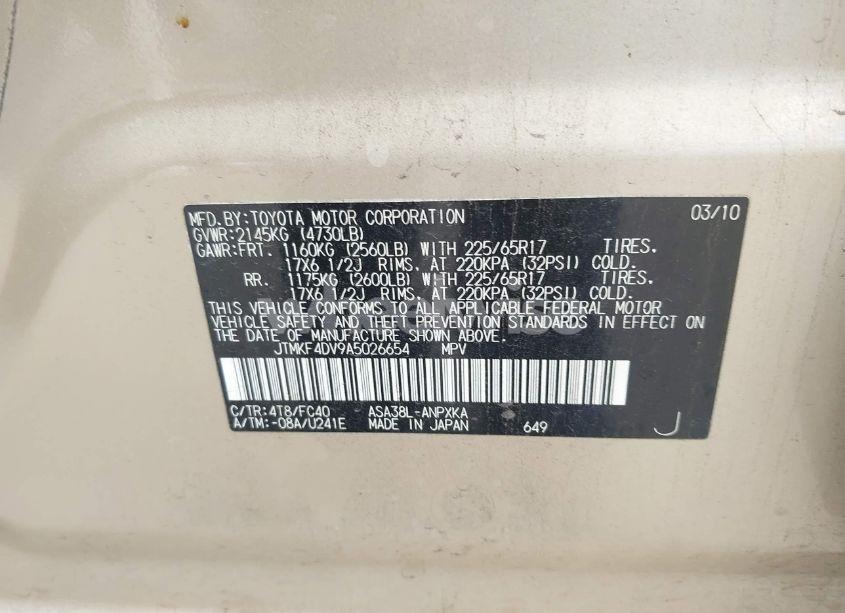 Photo 9 of 2010 Toyota Rav4 (VIN JTMKF4DV9A5026654)