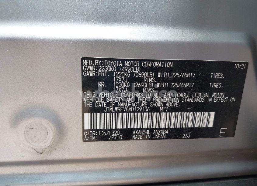 Photo 9 of 2021 Toyota Rav4 HYBRID LE (VIN JTMLWRFV8MD129136)