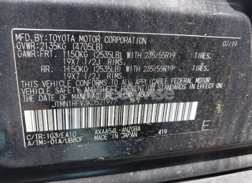 Photo 9 of 2019 Toyota Rav4 LIMITED (VIN JTMN1RFV3KD521977)