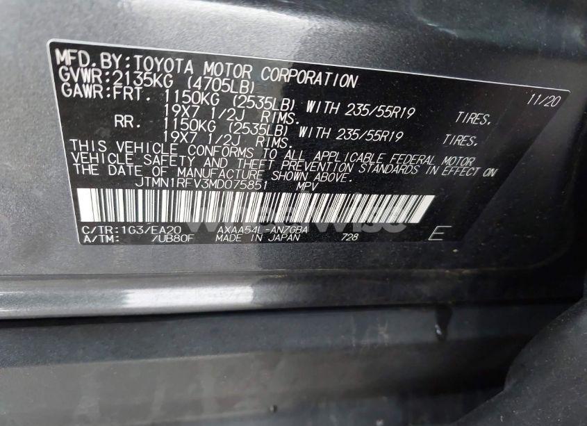 Photo 9 of 2021 Toyota Rav4 LIMITED (VIN JTMN1RFV3MD075851)