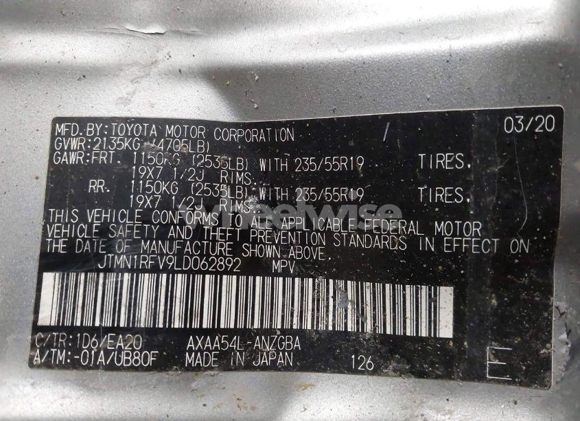 Photo 9 of 2020 Toyota Rav4 LIMITED (VIN JTMN1RFV9LD062892)