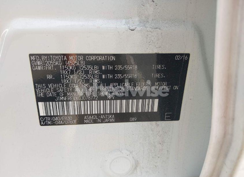 Photo 9 of 2016 Toyota Rav4 SE (VIN JTMNFREVXGJ078772)