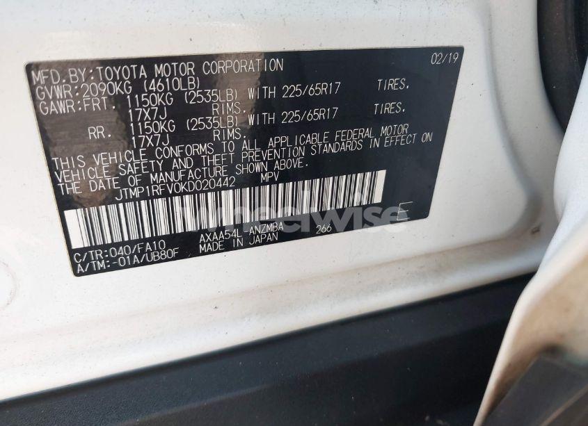 Photo 9 of 2019 Toyota Rav4 XLE (VIN JTMP1RFV0KD020442)