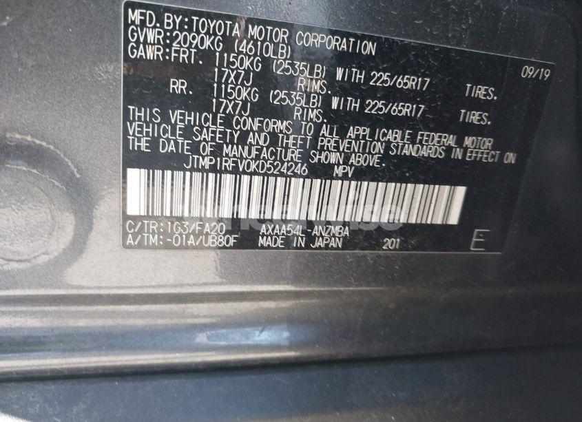 Photo 9 of 2019 Toyota Rav4 XLE (VIN JTMP1RFV0KD524246)