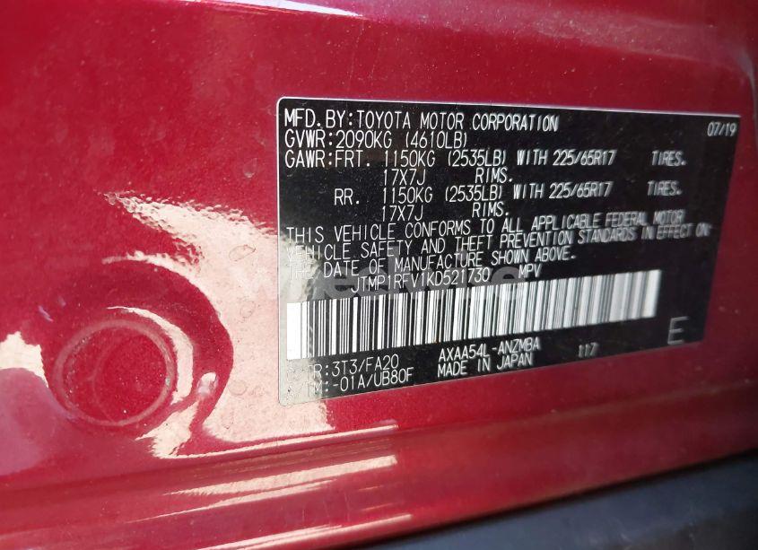 Photo 9 of 2019 Toyota Rav4 XLE (VIN JTMP1RFV1KD521730)