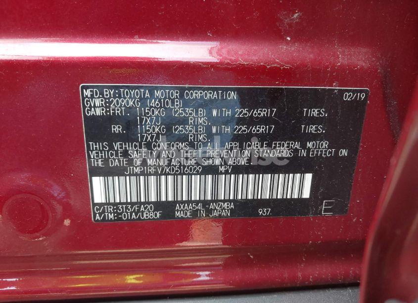 Photo 9 of 2019 Toyota Rav4 XLE (VIN JTMP1RFV7KD516029)