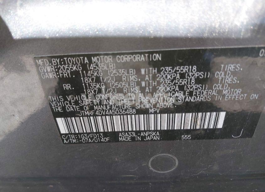 Photo 9 of 2010 Toyota Rav4 SPORT (VIN JTMRF4DV4A5036488)