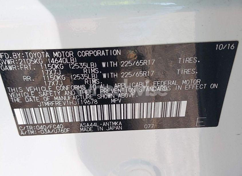 Photo 9 of 2017 Toyota Rav4 XLE (VIN JTMRFREV1HJ119678)