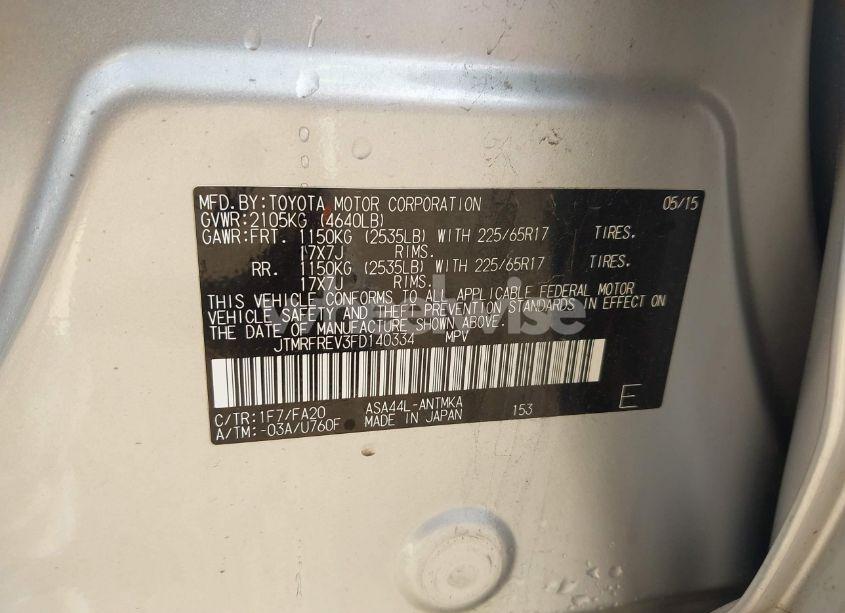 Photo 9 of 2015 Toyota Rav4 XLE (VIN JTMRFREV3FD140334)