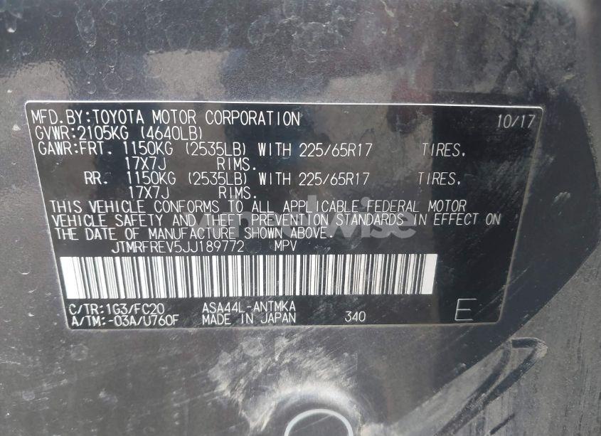 Photo 9 of 2018 Toyota Rav4 XLE (VIN JTMRFREV5JJ189772)