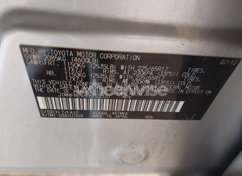 Photo 9 of 2013 Toyota Rav4 XLE (VIN JTMRFREV6D5022107)