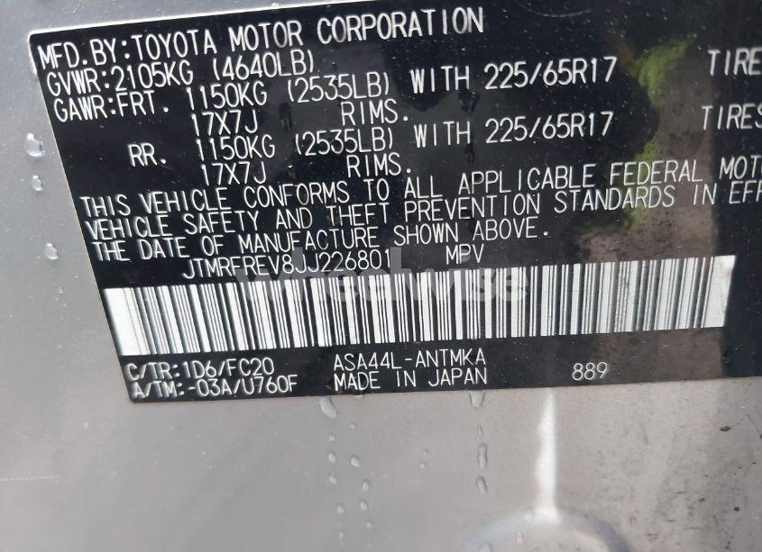 Photo 9 of 2018 Toyota Rav4 XLE (VIN JTMRFREV8JJ226801)