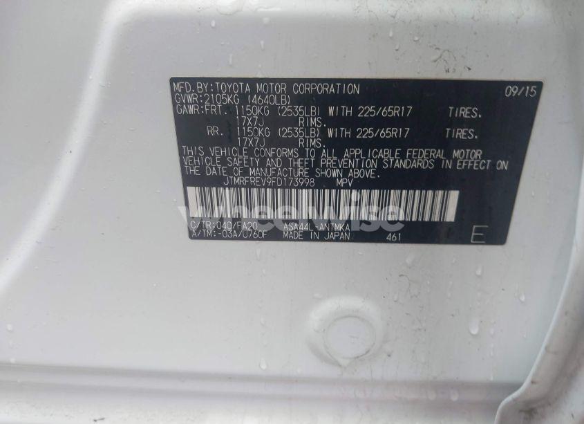 Photo 9 of 2015 Toyota Rav4 XLE (VIN JTMRFREV9FD173998)