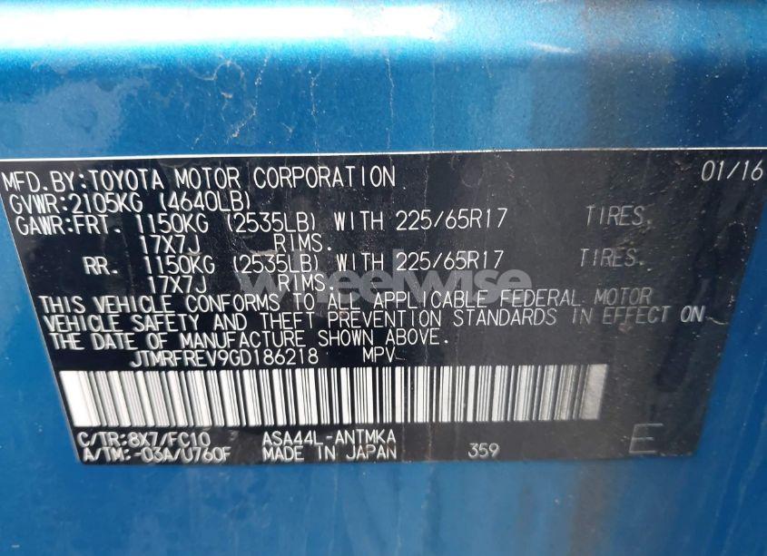 Photo 9 of 2016 Toyota Rav4 XLE (VIN JTMRFREV9GD186218)