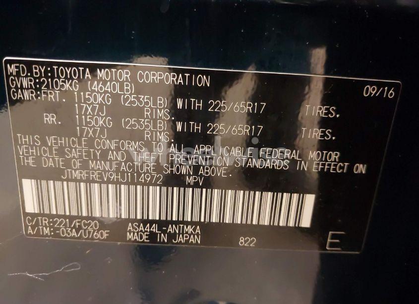 Photo 9 of 2017 Toyota Rav4 XLE (VIN JTMRFREV9HJ114972)