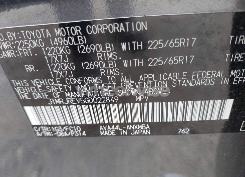 Photo 9 of 2016 Toyota Rav4 HYBRID XLE (VIN JTMRJREV5GD022849)