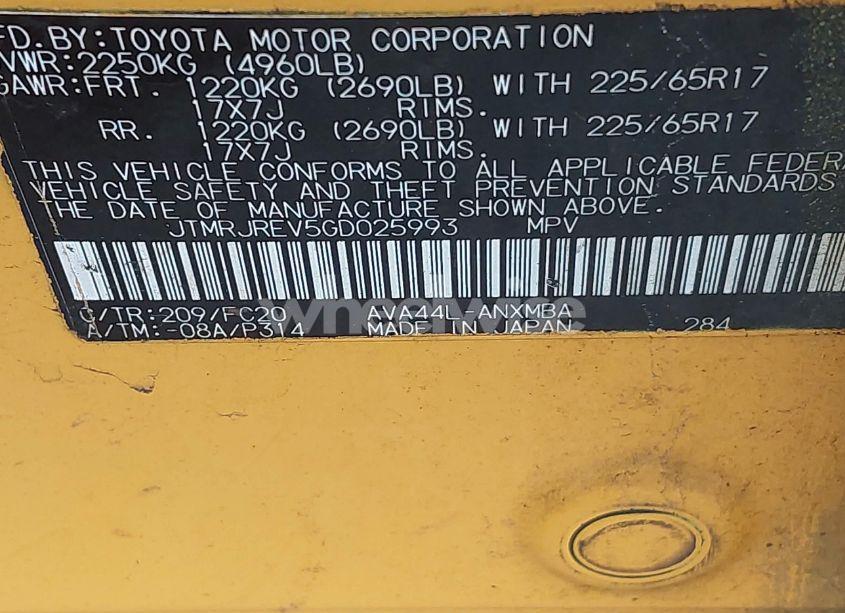 Photo 9 of 2016 Toyota Rav4 HYBRID XLE (VIN JTMRJREV5GD025993)