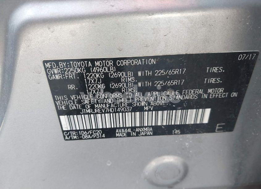 Photo 9 of 2017 Toyota Rav4 HYBRID XLE (VIN JTMRJREV7HD149037)