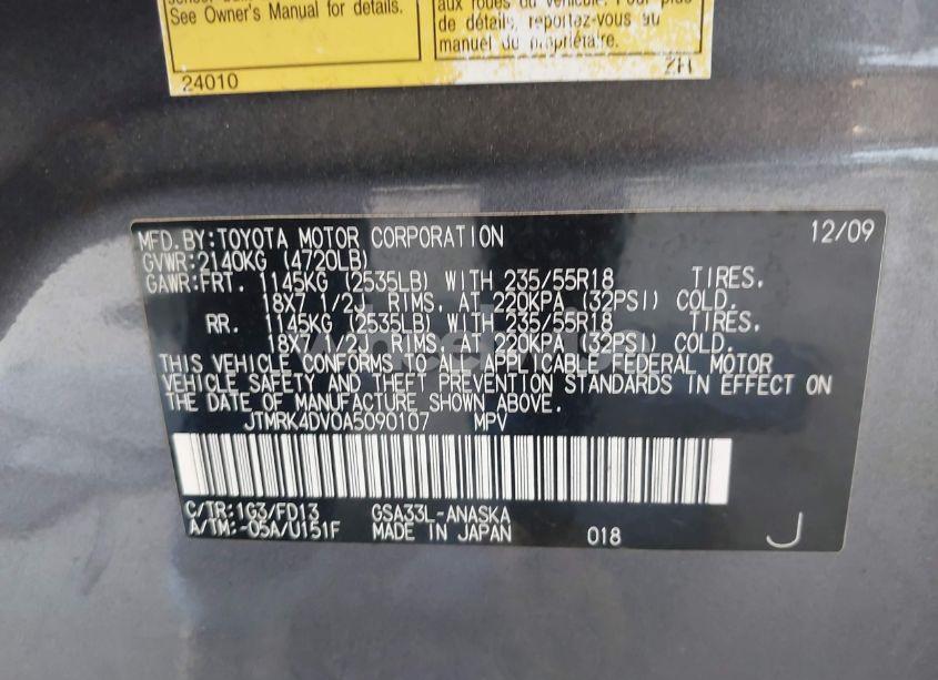 Photo 9 of 2010 Toyota Rav4 SPORT V6 (VIN JTMRK4DV0A5090107)