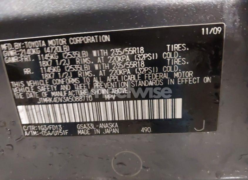 Photo 9 of 2010 Toyota Rav4 SPORT V6 (VIN JTMRK4DV3A5088710)