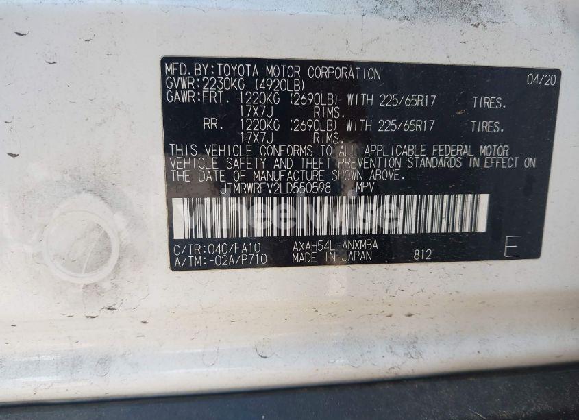 Photo 9 of 2020 Toyota Rav4 HYBRID XLE (VIN JTMRWRFV2LD550598)