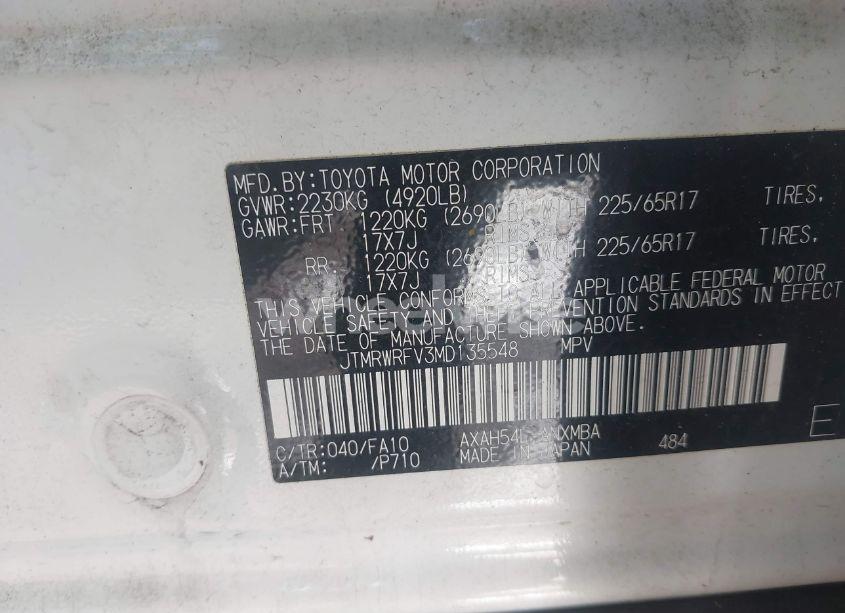 Photo 9 of 2021 Toyota Rav4 HYBRID XLE (VIN JTMRWRFV3MD135548)