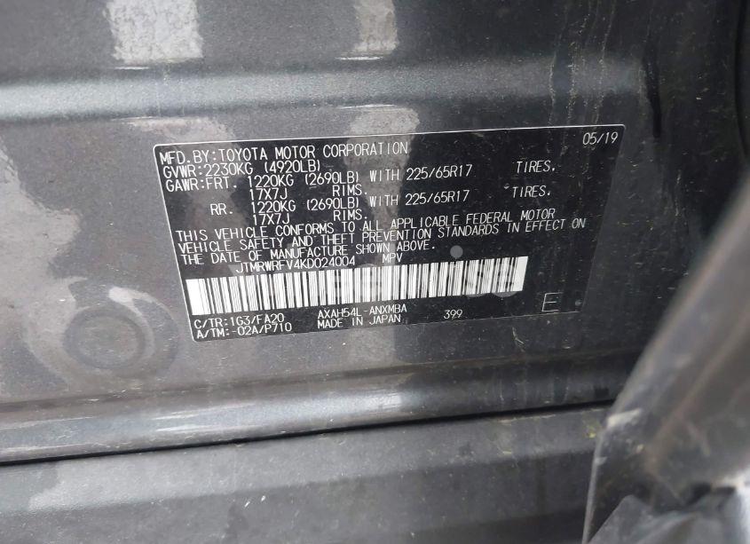 Photo 9 of 2019 Toyota Rav4 HYBRID XLE (VIN JTMRWRFV4KD024004)