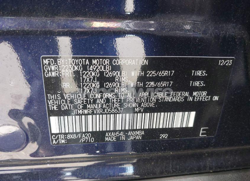 Photo 9 of 2024 Toyota Rav4 HYBRID XLE (VIN JTMRWRFVXRJ058637)