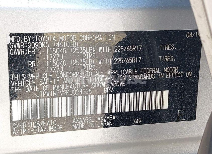 Photo 9 of 2019 Toyota Rav4 XLE (VIN JTMW1RFV2KD024228)