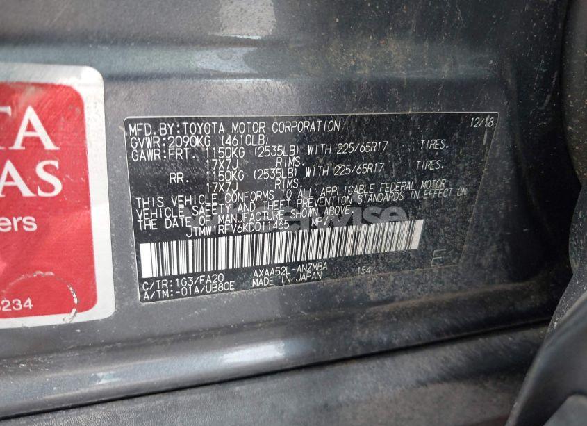 Photo 9 of 2019 Toyota Rav4 XLE (VIN JTMW1RFV6KD011465)